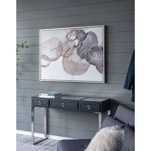 Cuadro Moderno Grande de 47 x 35.5 Pulgadas, Pintura al Óleo Pintada a Mano, Textura de Acuarela Abstracta en Tonos Grises y Marrones, Arte de Pared Enmarcado - Product Image 1