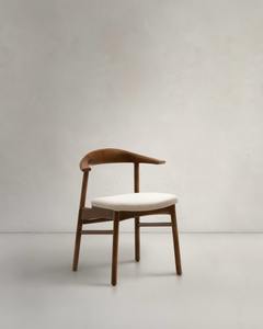 Silla de Comedor de Madera de Teca Sólida, Estilo Escandinavo, con Asiento Acolchado Tapizado para Restaurante, Cafetería, Comedor - Product Image 1