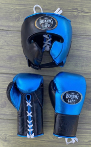 Personalized No Boxing No Life Mexican <b>Style</b> Lace-Up Real Leather Boxing Gloves & Cheek Bar <b>Head</b> Guard - Product Image 2