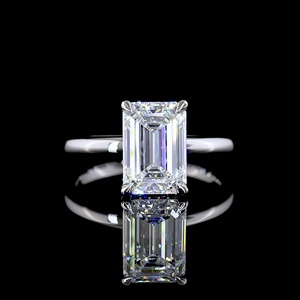 Luxury 3ct Emerald Cut Diamond Engagement Ring IGI Certified Solid White Gold Solitaire Ring for Women Custom Fine Jewelry - Product Image 1