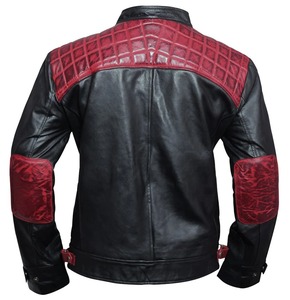 Rollins Style Black And Maroon Genuine Leather <b>Jacket</b> Men <b>Biker</b> <b>Jacket</b> - Product Image 2