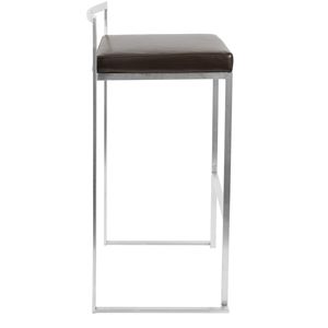 Contemporary Fuji Stackable Barstool by Fuji Set of 2 Brown Faux <b>Leather</b> Modern Style <b>Bar</b> <b>Stools</b> - Product Image 2