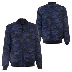 Blouson Bomber Homme Bleu Camouflage à Fermeture Éclair Col Montant Décontracté pour l'Automne en Polyester Coupe Droite - Product Image 4