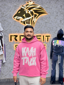 REXFIT Sports <b>Men's</b> <b>Pink</b> Hoodie Oversized Streetwear French Terry Regular Fit Front Print Casual Autumn Wear <b>Sweatshirts</b> - Product Image 1