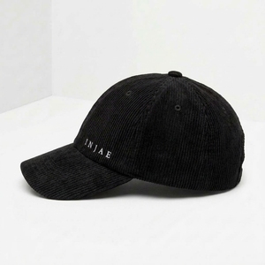 Casquette de baseball OEM personnalisée à 6 panneaux en velours côtelé, broderie plate, non structurée, visière pré-courbée, faible MOQ, fournisseur ODM - Product Image 4