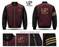 Blouson Bomber Homme Personnalisé Bordeaux et Noir, Coupe-Vent avec Poignets Côtelés, Style Streetwear, Vente en Gros OEM Usine
