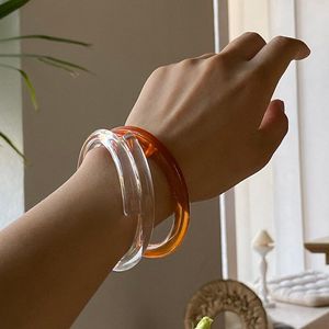 Glossy Clear Resin Bangles Chunky <b>Stack</b> Daily Wear Party Festive Handmade Retro Jewelry Lucite <b>Bracelet</b> Accessory Hand Cuff - Product Image 2