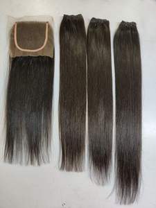 Extensions de cheveux humains naturels raides, vierges, indiennes, qualité 12A, sans nœuds, avec style ondulé naturel, double trame machine - Product Image 2