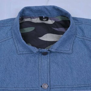 Women's <b>Cropped</b> <b>Denim</b> Trucker <b>Jacket</b> Solid Color Turn-down Collar Full Sleeve Frayed Hem Autumn Casual Coat Long Sleeves Fashion - Product Image 6