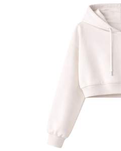 Custom <b>Women</b> <b>White</b> Crop Hoodie <b>Shorts</b> Set Minimal Butterfly Print Casual Two Piece Outfit Cotton Fleece Lounge Wear Wholesale - Product Image 3
