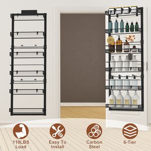Grande Organizzatore per Dispensa in Metallo a 6 Ripiani con Porta Spezie, Scaffale Resistente per Appendere Cappotti da Donna, Capacità di Carico 10 Libbre - Product Image 1