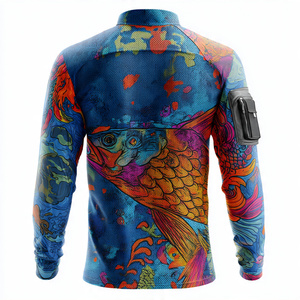 Fishing Zip Up Jacket Men Moisture Wicking Jersey For Fishing Sublimation Shirts Men Fishing Zip Up Shirt Outdoor UV Protection - Product Image 2
