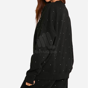 Sweat-shirt pour femme avec strass, tendance glamour, avec logo sur le devant, pour tenues décontractées et événements nocturnes - Product Image 6