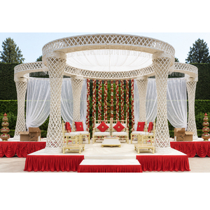 Exquisite Diamond Carved Wedding Mandap Indian Wedding Ivory Mandap Decoration Imperial Ivory Crystal Wedding Fiber Mandap USA - Product Image 1