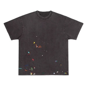 2024, venta al por mayor, camiseta con salpicaduras de pintura, camiseta Vintage desgastada, Camiseta de algodón orgánico, camisetas con estampado de pintura para hombres - Product Image 4