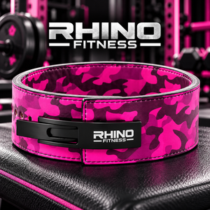 Rhino Fitness Pink Camo Neoprene Weightlifting Belt Adjustable Lever Buckle Professional Protection Wrap-around <b>Waist</b> Support - Product Image 5