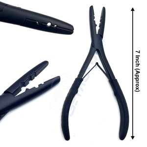 Kit d'outils professionnels en acier inoxydable pour extensions de cheveux, usage commercial, multifonctionnel, pinces plates et courbées de 7 pouces, clips, aiguilles - Product Image 3