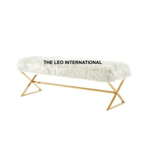 Attractive Modern Metal & <b>Leather</b> Bench for Outdoor Office Restaurant Home Decor-Reasonable Prices Ottoman Bench - Product Image 1