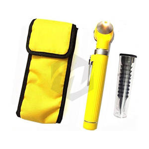 Mini otoscope à fibre optique jaune, format de poche, diagnostic portable, avec éclairage LED lumineux, léger et portatif - Product Image 1