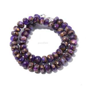 Collar de cuentas de amatista y cobre raro, hecho a mano, elegante collar de piedras preciosas, regalo de amatista para ella y para amantes de la joyería. - Product Image 2