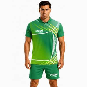 Uniformes de Tenis Personalizados al por Mayor, de Secado Rápido, Transpirables, Ligeros y Ecológicos, Camisetas y Pantalones Cortos de Tenis 100% Poliéster para Hombre - Product Image 5