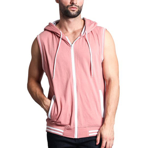 Wholesale Custom Men's Sleeveless 100% Cotton Quick Dry Zipper <b>Hoodie</b> For Gym Exercise <b>Running</b> and Bodybuilding Muscle <b>Hoodie</b> - Product Image 1