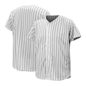 Camiseta Deportiva de Béisbol para Hombre, Blanca con Rayas Finas, Manga Corta, Cierre de Botones, Malla de Poliéster que Absorbe la Humedad, Corte Regular - Product Image 1