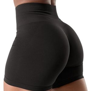 <b>Womens</b> Jet <b>Black</b> High Waist Gymwear <b>Shorts</b> Compression Stretch Workout Fitness Training Yoga Seamless Activewear Performance - Product Image 4