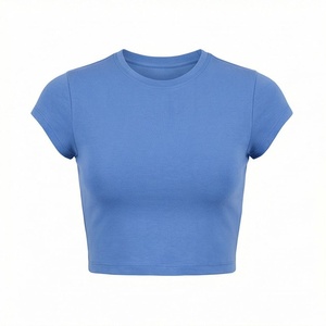 Camiseta Corta de Algodón para Mujer, Color Personalizado, Ligera, Transpirable, Corte Holgado, Ropa Deportiva, para Gimnasio, Ejercicio, Actividades al Aire Libre - Product Image 1