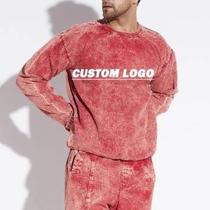 Bulk drop shoulder crewnecks mens daily wear sweatshirts for Menswear Brands Custom acid wash sweatshirts - Product Image 3