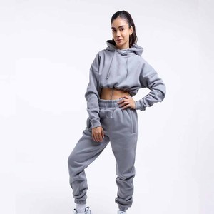 Conjunto de Sudadera con Capucha de Forro Polar Gris para Mujer, Corte Holgado Informal, 2 Piezas, Pantalones Deportivos Largos con Bolsillos, Transpirables, para Todas las Temporadas - Product Image 1