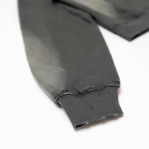 Sudadera con Capucha y Cremallera para Hombre, Teñido Degradado, Algodón Negro, Felpa Francesa, Estilo Casual de Otoño, Corte Regular, Bolsillo Frontal con Logotipo - Product Image 4