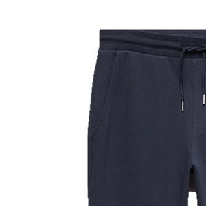 Pantalon de jogging décontracté en coton bleu marine pour homme, taille élastique avec cordon de serrage, poids moyen, pour l'hiver, avec poches - Product Image 4