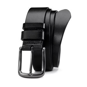 Ceinture en cuir véritable pour homme, motif uni avec boucle serpent en acier, ceinture en cuir véritable promotionnelle en solde - Product Image 1