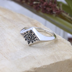 925 Sterling Silver Natural Black Onyx <b>Evil</b> <b>Eye</b> Design <b>Ring</b> Vintage Geometric Pattern Gemstone <b>Rings</b> Wholesale Jewelry - Product Image 4