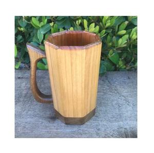 Chope à bière en bois écologique, artisanale classique avec poignée pour usage domestique, artisanat en bois - Product Image 1