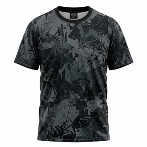Camiseta Urbana Sublimada Personalizada para Hombre, Diseño Gráfico Abstracto Monocromático Oscuro, Estampado Completo en Poliéster - Product Image 1