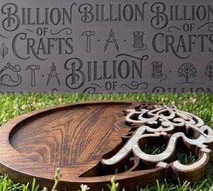 Plateau rond en bois avec calligraphie arabe en nacre, art islamique, plateau de rangement - Product Image 2