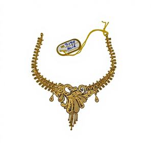 Collier ras du cou en or massif 22 carats pour femme, bijoux de mariage indiens traditionnels, élégants ornements en or pur - Product Image 1