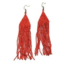 Pendientes de Gancho con Cuentas Miyuki Japonesas Naranjas, Pendientes Bohemios con Cuentas Miyuki Negras, Pendientes de Flecos con Cuentas de Semillas, Pendientes de Moda - Product Image 1
