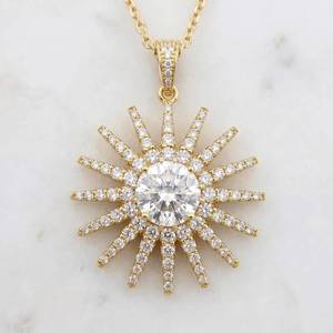 Ensemble de bijoux pendentif soleil plaqué or 18 carats, collier étoile en zircon blanc pour femme, cadeau de fête ou de mariage - Product Image 3
