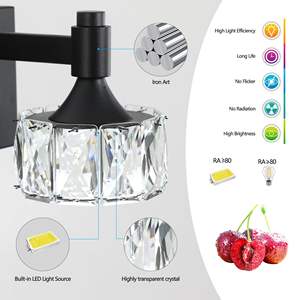 Modern 4-<b>Light</b> LED Vanity <b>Light</b> Fixture Elegant Contemporary Home Decor with Crystal Glass Shades Wall <b>Sconce</b> for Bathrooms - Product Image 6