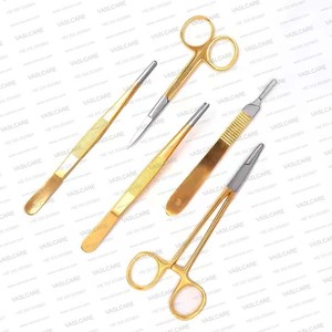 Cataract Eye Surgery Instrument Set Gold Titanium Handle Ophthalmic Forceps Scalpel <b>Needle</b> Holder Scissors with <b>Case</b> by Vaslcare - Product Image 2