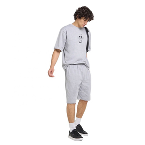 Shorts et T-shirt 100% coton respirant à séchage rapide, ensemble deux pièces unisexe décontracté style streetwear été, ensemble 2 pièces élastique - Product Image 2