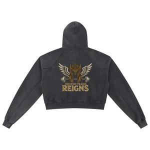 Haut court à capuche pour femme effet délavé, idéal pour la gym - Product Image 5