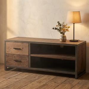 Table de chevet en bois massif Sindi avec porte coulissante à tambour, finition naturelle, style scandinave, mobilier haut de gamme pour chambre à coucher et hôtel - Product Image 4