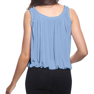 Wholesale Summer Women's Casual Short Vest Knitted Sleeveless Breathable Camisole Tank Tops with Fixed <b>Pad</b> - Product Image 4