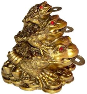Rana de la Fortuna Triple con Monedas de la Riqueza, Decoración Feng Shui de Rana de Tres Patas - Product Image 1
