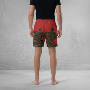 Shorts pour hommes avec poches, séchage rapide, taille élastique, décontractés, pour la gym, avec poches latérales, en coton épais, sublimés - Product Image 4