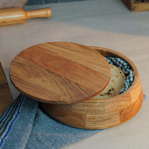 Boîte de rangement vintage en bois pour pain et pâtons – Boîte à roti et naan en bois naturel avec couvercle - Product Image 4